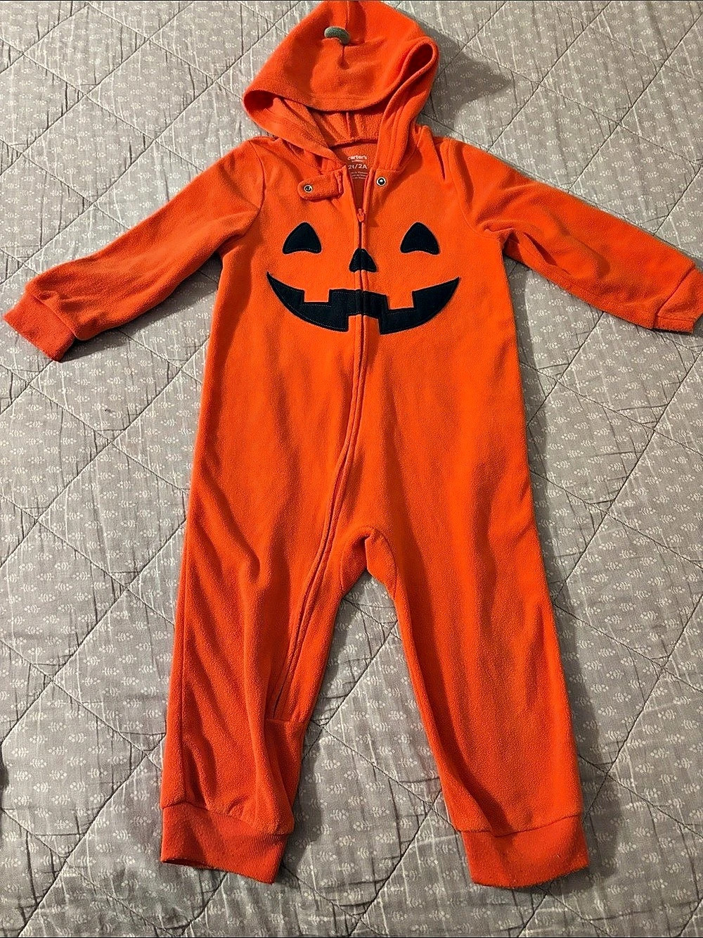 carter's Toddler Halloween Jack-O-Lantern Fleece Hooded Zip-Up 1-Piece Pajama
